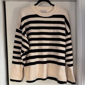 Never Worn! Black and Cream Striped Sweater